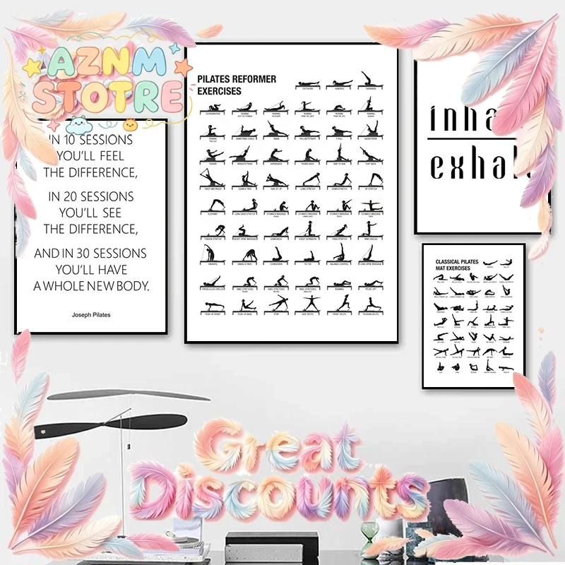 Yoga Fitness Gifts - Pôster de Exercícios de Pilates em
