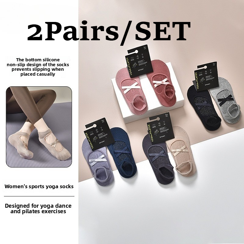 Yoga Fitness Kit - 2 pares de meias de algodão